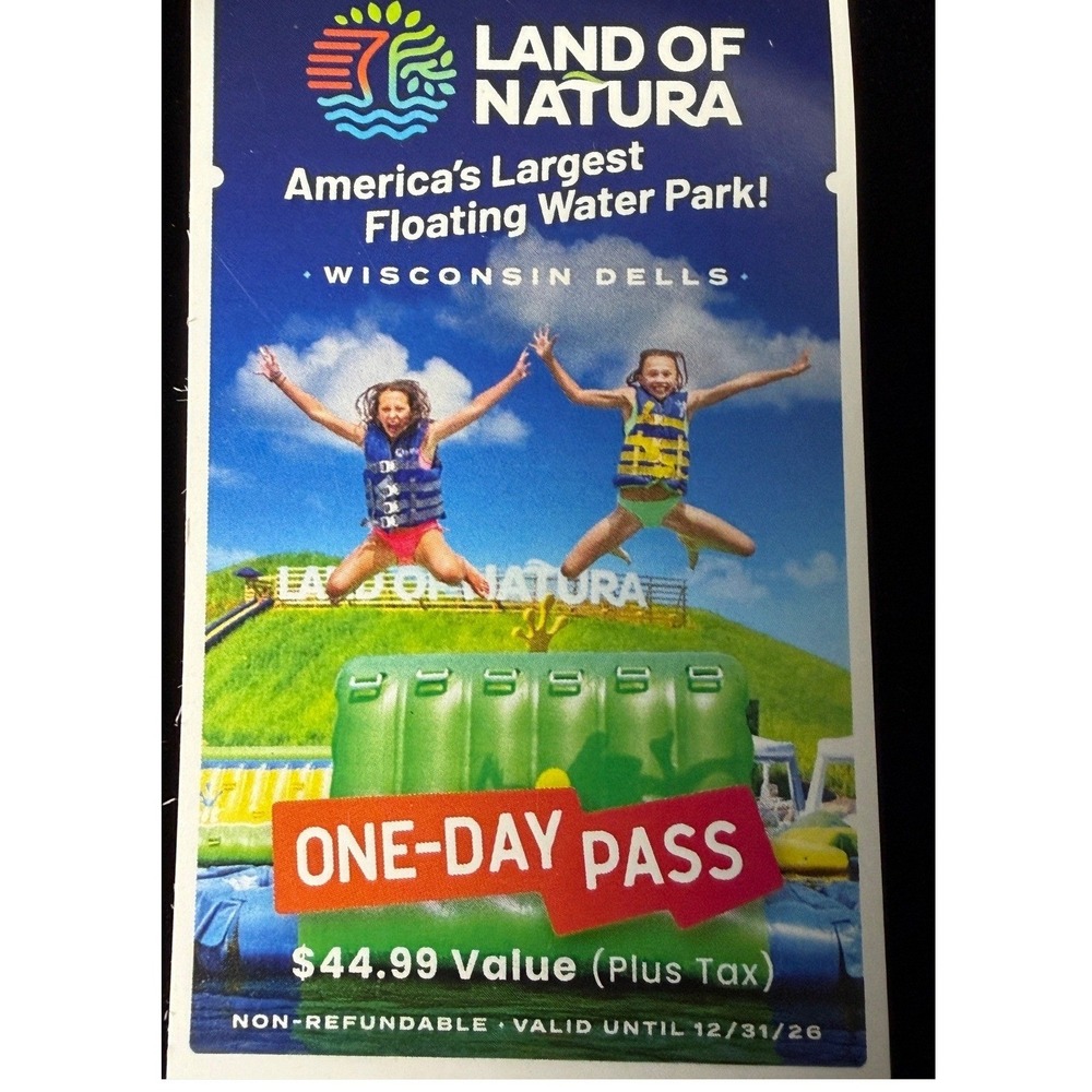 Land of Natura Wisconsin Dells: Floating Water Park Pass Valid thru 8/31/2026